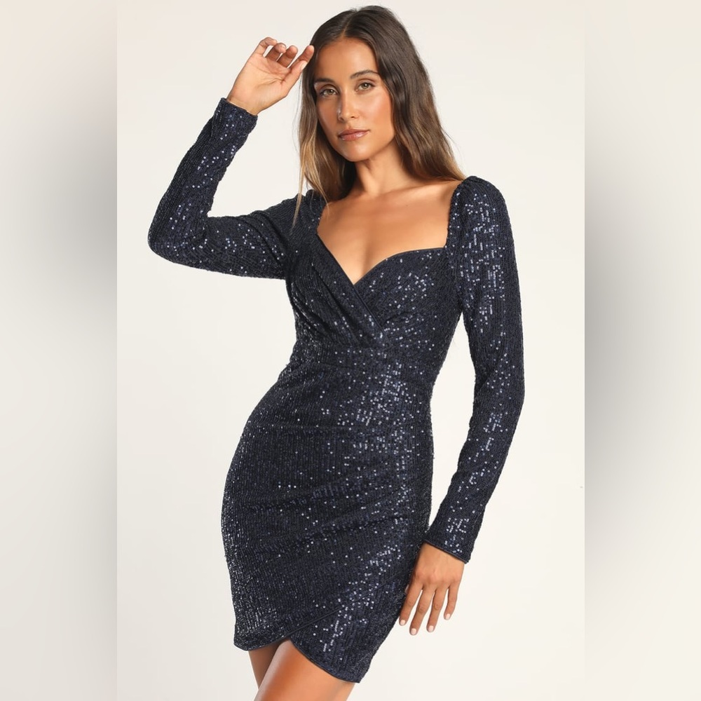 Navy blue long sleeve party dress sz 2
